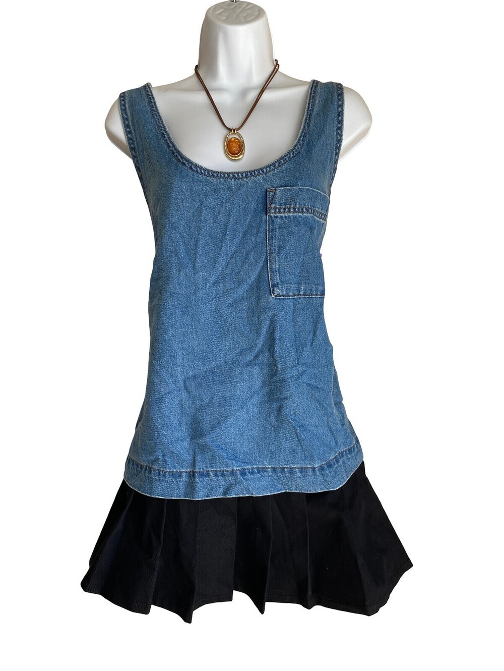 Vintage Universal Thread XL Denim Tunic Blouse Casual Relaxed Fit Fall Dainty